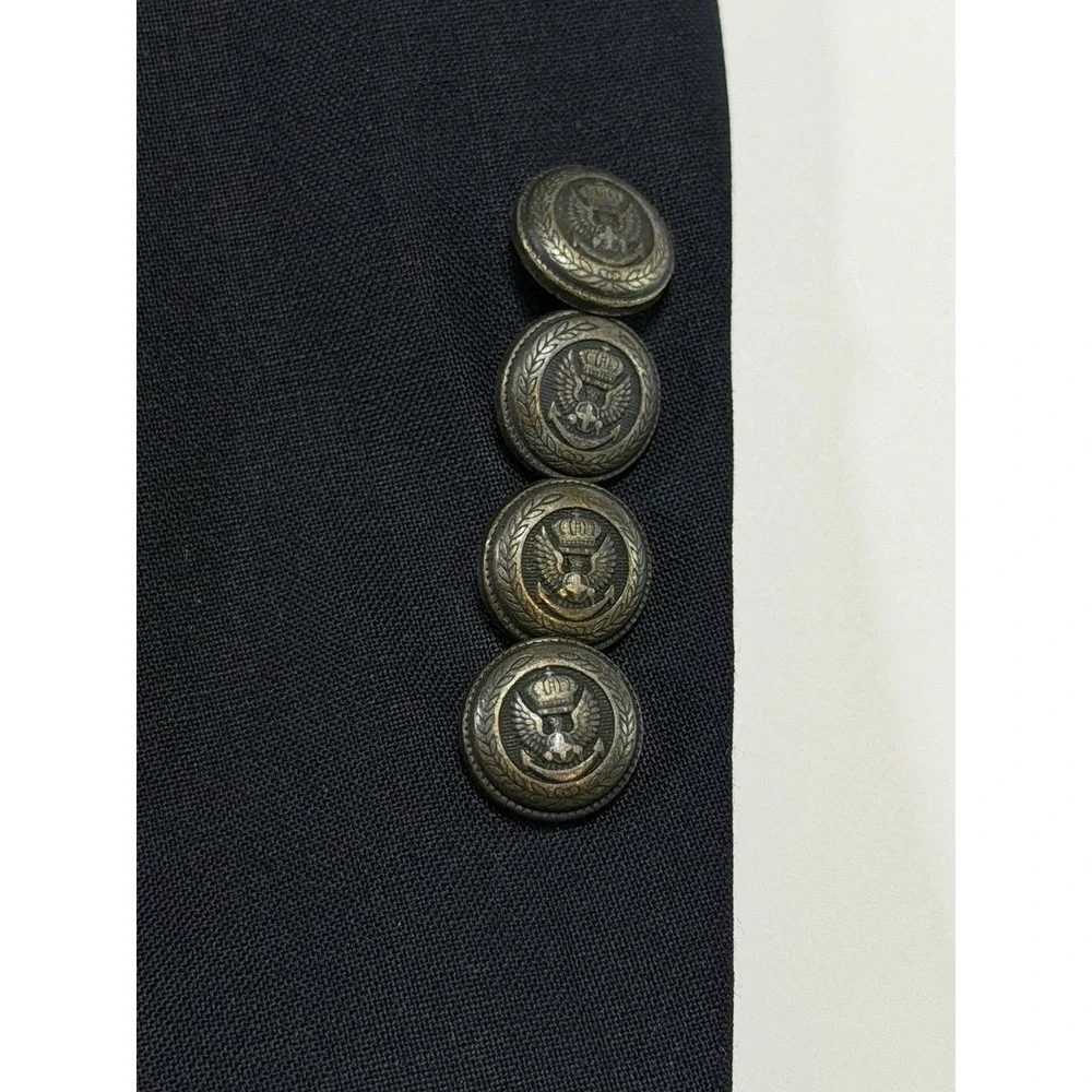 Jos A Bank Men Size 46R Navy Classic Wool Blazer Sport Coat Jacket Metal Buttons